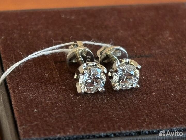 Золотые серьги с бриллиантами 1.01 ct