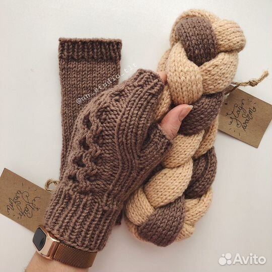 Митенки Перчатки без пальчиков Вязаные