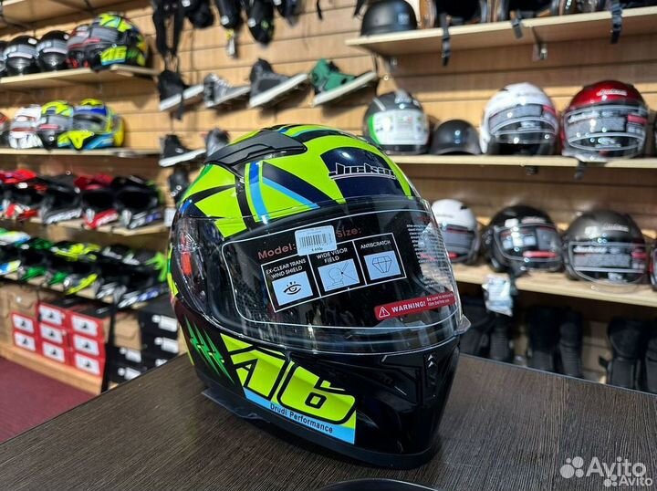 Шлем интеграл со встроенными очками для мото