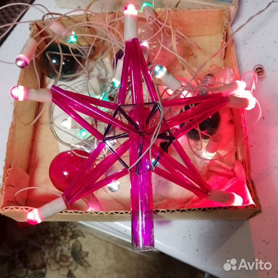 Стеклянная звезда с гирляндой СССР