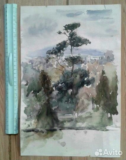 Акварель. Крым горы лес