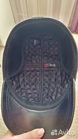 Мужская кожаная кепка зимняя