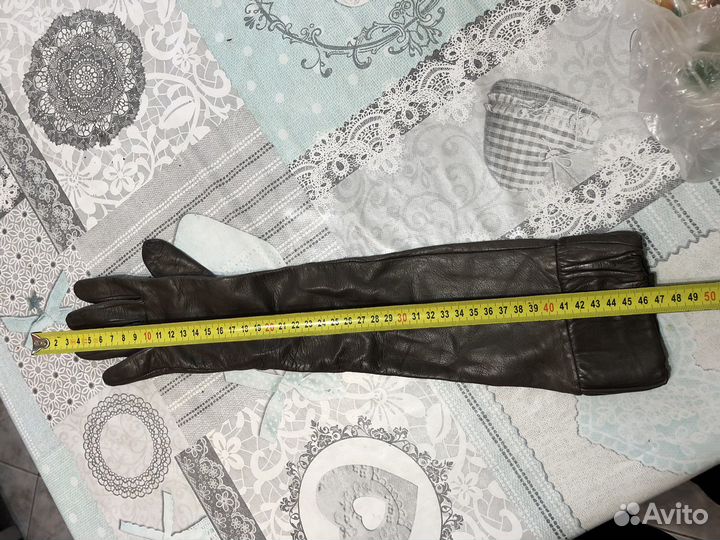Перчатки женские длинные кожа 6
