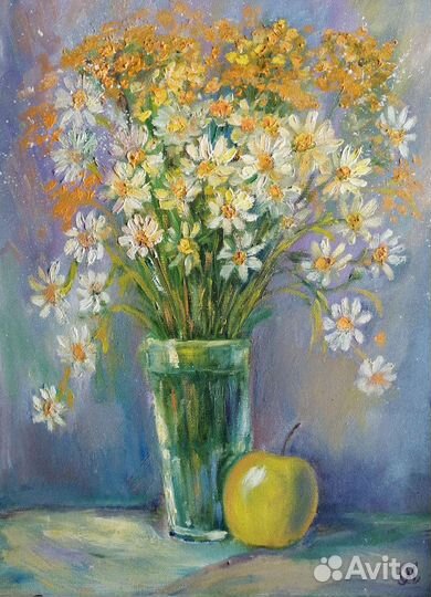 Картина маслом ромашки