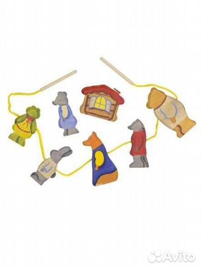 Детская деревянная игрушка-шнуровка Теремок