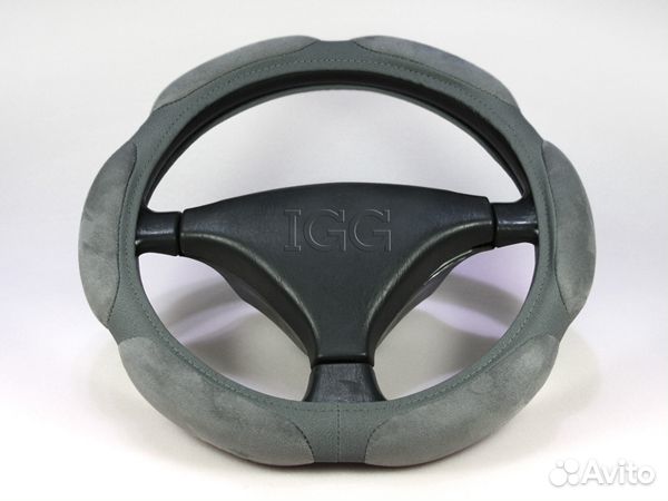 Оплетка для руля спонж 6 подушек M(37-38см) серый