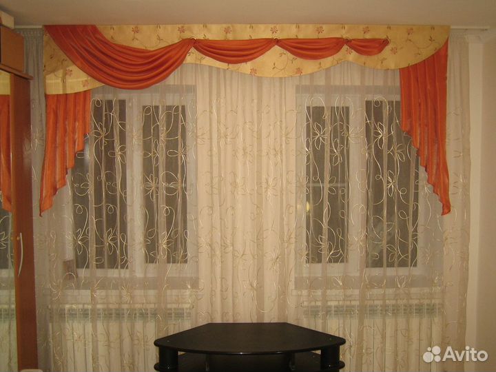 Ламбрекен новый, 2.6-метра, сатен, атлас, органза