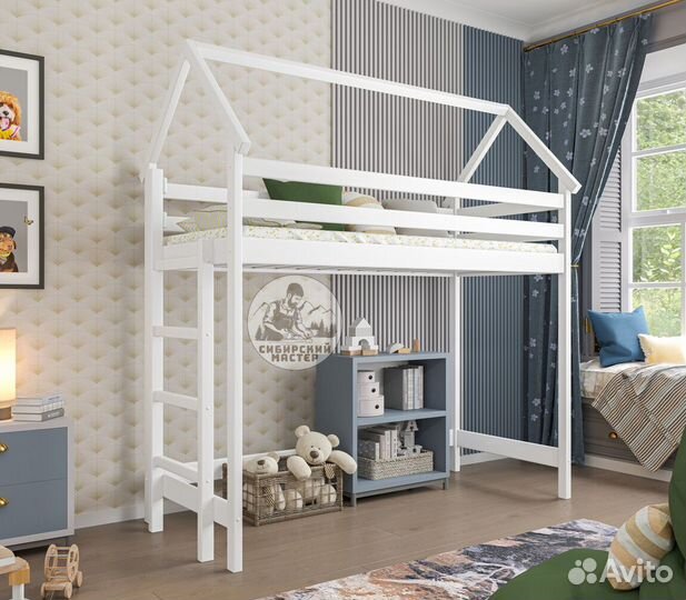 Кровать чердак детская натуральный цвет