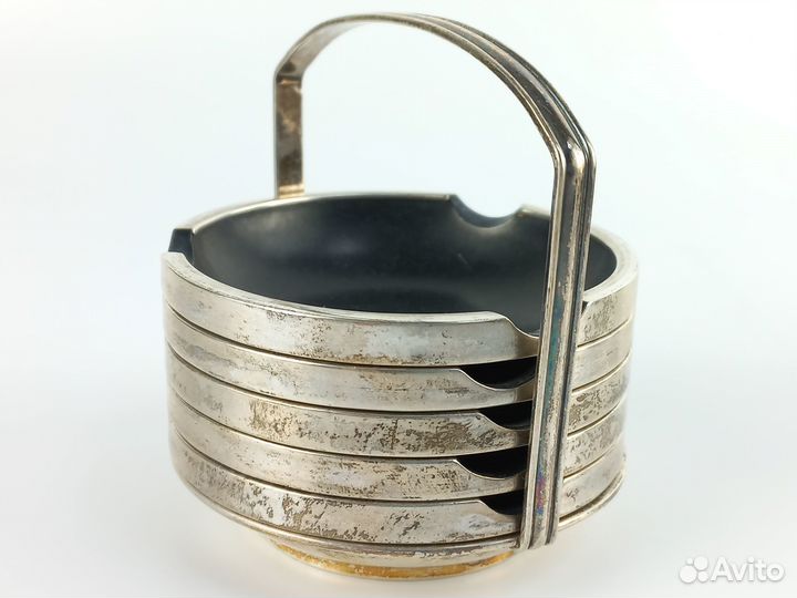 Набор пепельниц. Германия, XX в. Серебро, бакелит