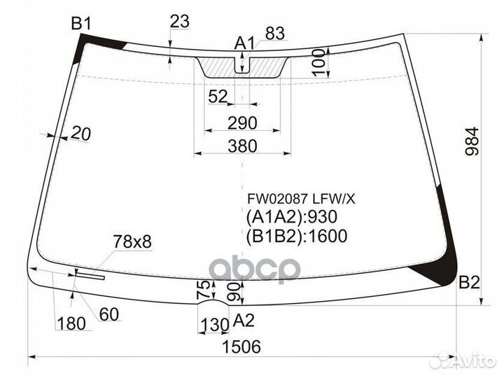 Стекло лобовое lexus RX300 98-03 FW02087 LFW/X XYG