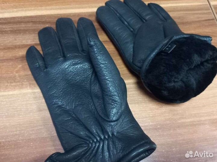 Мужские кожаные перчатки зимние новые