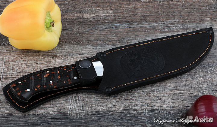 Поварской нож № 8 сталь Х12мф акрил коричневый