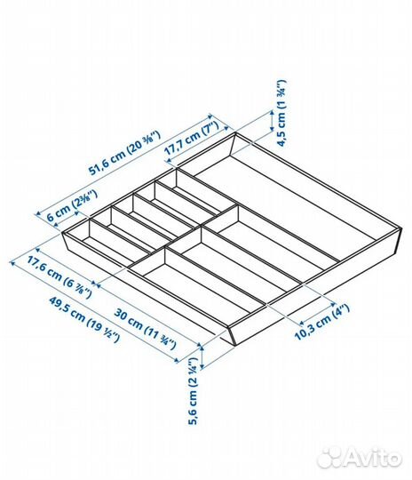 Лоток для приборов IKEA уппдатера 52x50 см