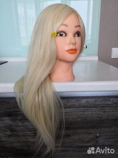 Голова-манекен болванка с натур. волосами блонд