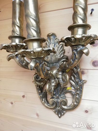Шикарный светильник подсвечник бронза латунь