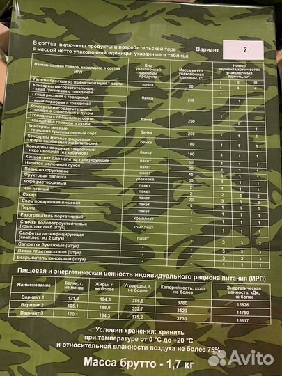 Ирп сухпай сухой паек