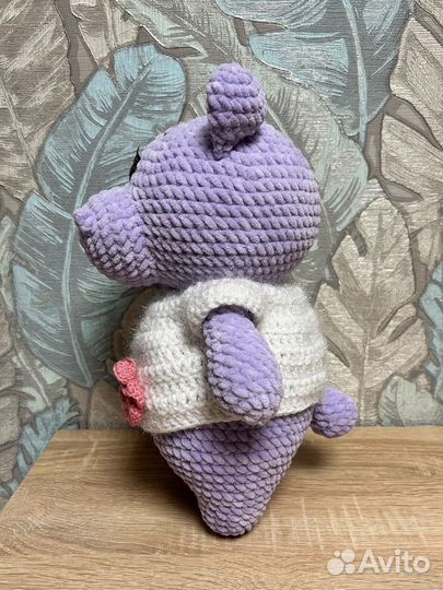 Мягкая вязаная игрушка бегемот, альпака, лама