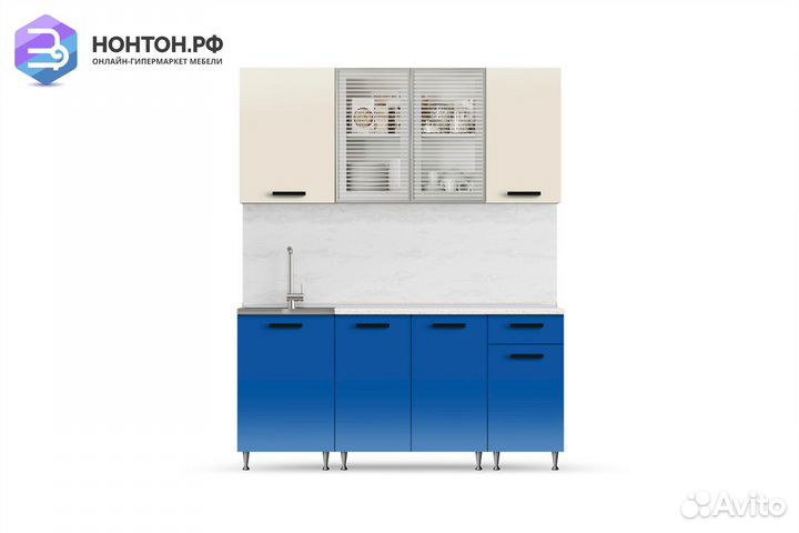 Кухня Рио-1 1.7м бежевый / синий