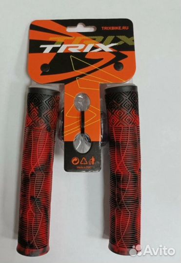 Грипсы trix, для BMX, резиновые, 166мм, противоскользящие, двухцветная комбинация, черно-красный