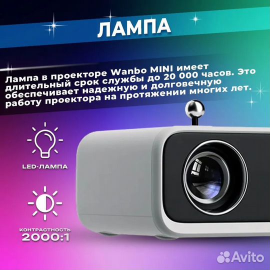 Проектор xiaomi wanbo projector mini белый