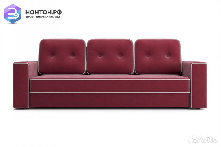 Диван еврокнижка Берген 3-х местный бордовый