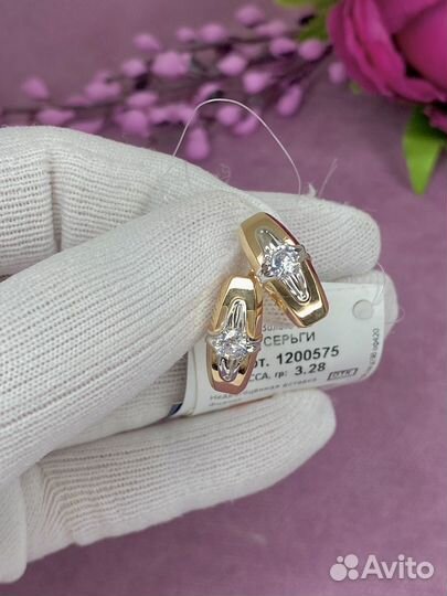 Золотые серьги с сердцевиной