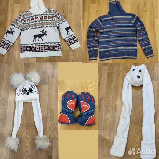 Детские зимние вещи (шапки,перчатки,кофты)