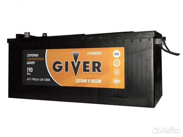 Аккумулятор 6ст-190 giver hybrid росс.конус