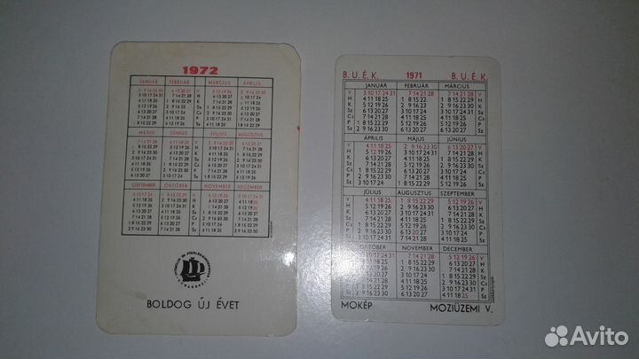 Календарики зарубежные 70 - х годов