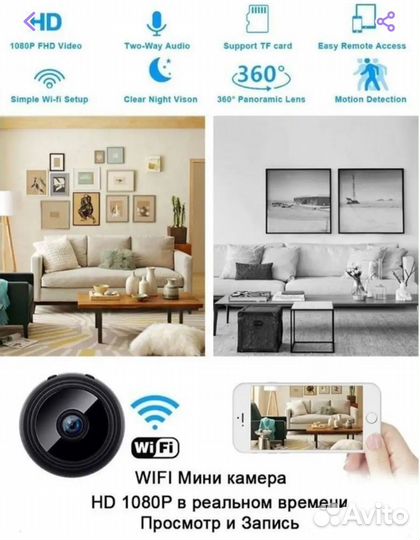 Камера видеонаблюдения wifi мини
