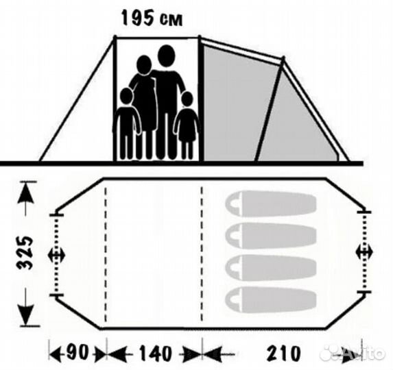 Палатка туристическая 4 местная бу