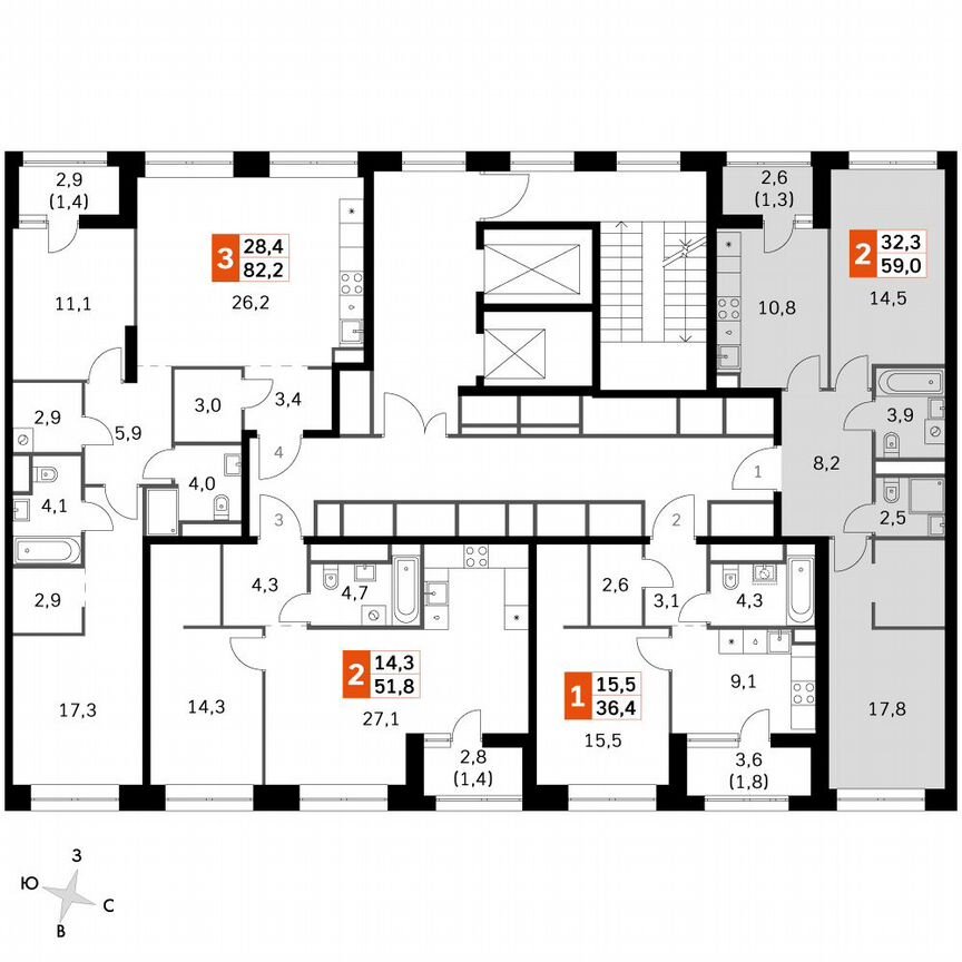 2-к. квартира, 59,4 м², 29/29 эт.