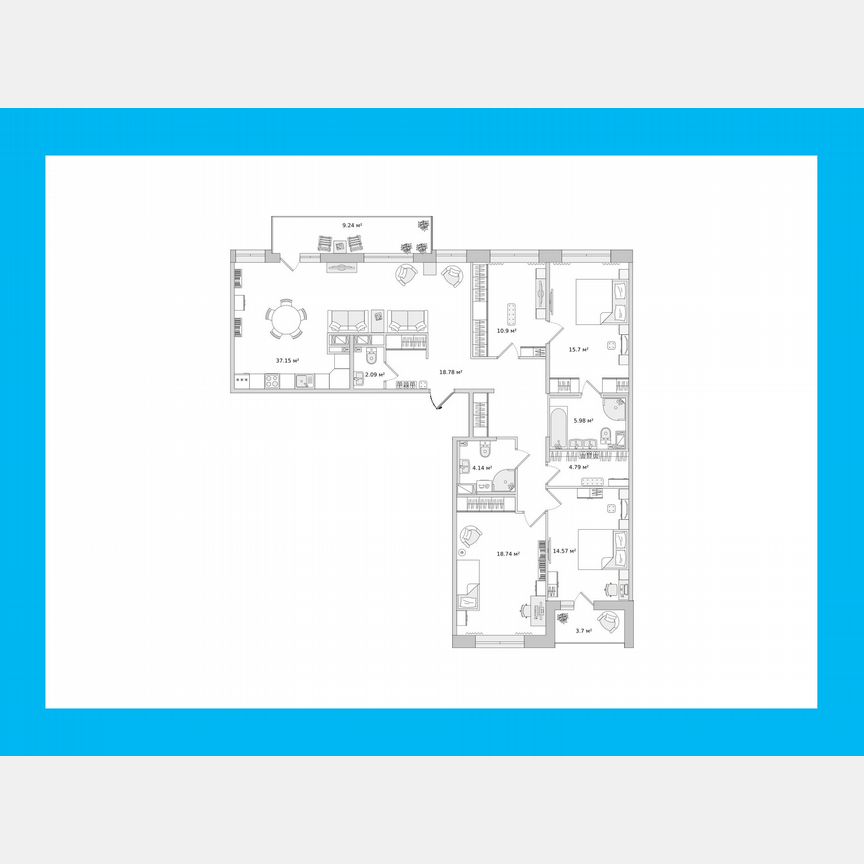 3-к. квартира, 132,2 м², 13/14 эт.