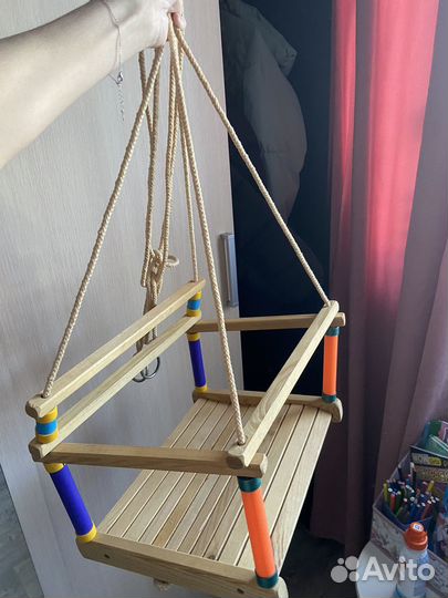 Качели детские подвесные деревянные