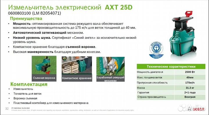 Садовый измельчитель Bosch AXT 25