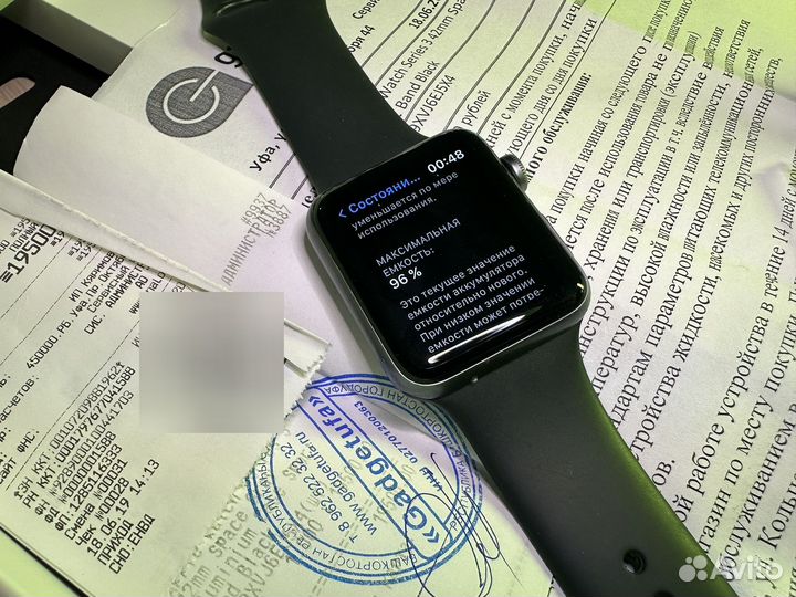Apple watch 3 42mm Оригинал батарея на 96 есть чек