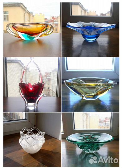 Чаши, пепельницы, конфетницы, стекло, винтаж