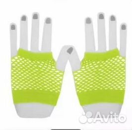 Перчатки в сетку на вечеринку 80х 90х, салатовые