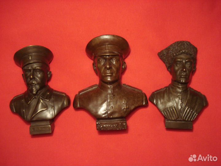 Военные Бюсты Деникин Колчак Врангель 1918 Бронза