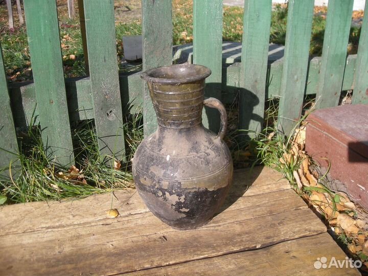 Кувшин глиняный старинный в хорошем сохране