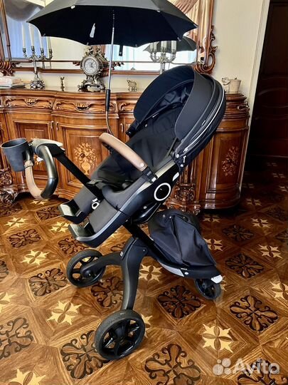 Коляска stokke xplory v6 total black 2 в 1