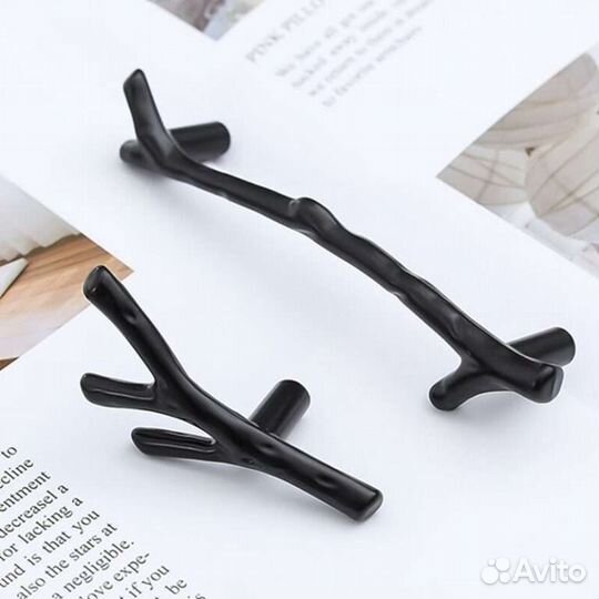 Ручки мебельные Веточки. Бронза, черный, серебро