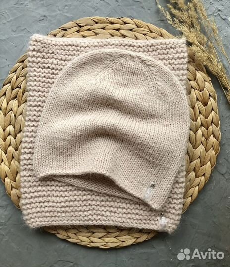 Комплект шапка и снуд вязаный