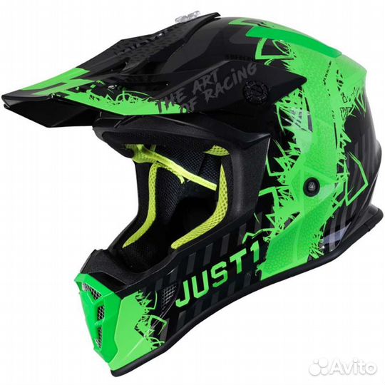 Шлем кроссовый just1 J38 Mask (Hi-Vis зеленый/серы