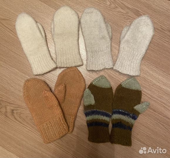 Варежки пуховые, шерстяные