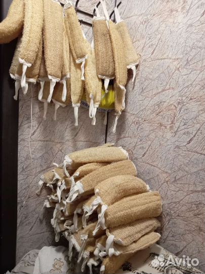 Эколюфа.Мочалка из люфы массаж 5шт,антицеллюлитная