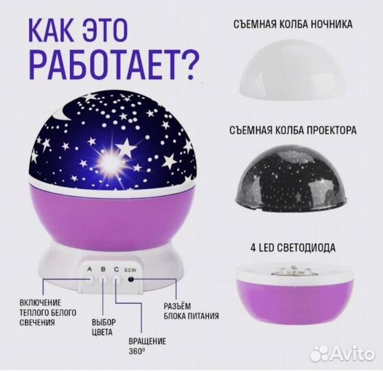 Ночник проектор звёздного неба детский