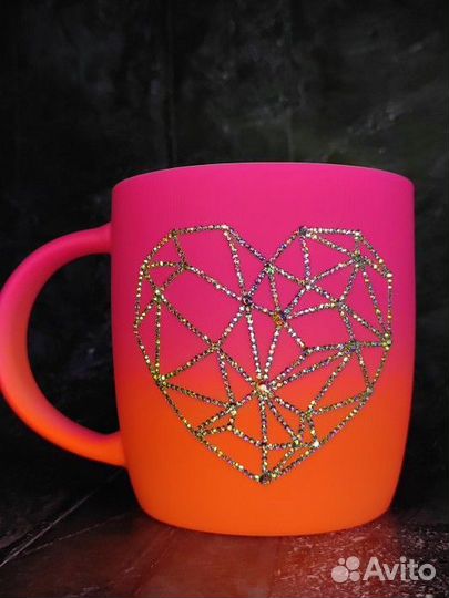 Кружка матовая со стразами омбре