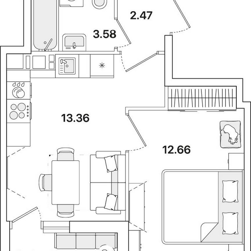 1-к. квартира, 33,2 м², 12/12 эт.