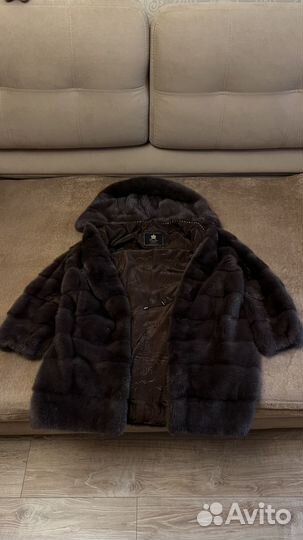 Шуба норковая с капюшоном